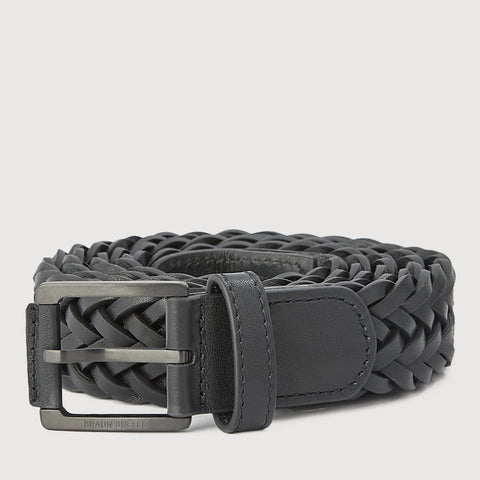 SMOOTH LEATHER BELT WITH BLACK IN SATIN FINISH STAINLESS STEEL NEEDLE BUCKLE