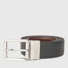 REVERSIBLE SMOOTH LEATHER BELT WITH NICKEL IN SATIN FINISH STAINLESS STEEL NEEDLE BUCKLE WEG-045-S.NK/BLK