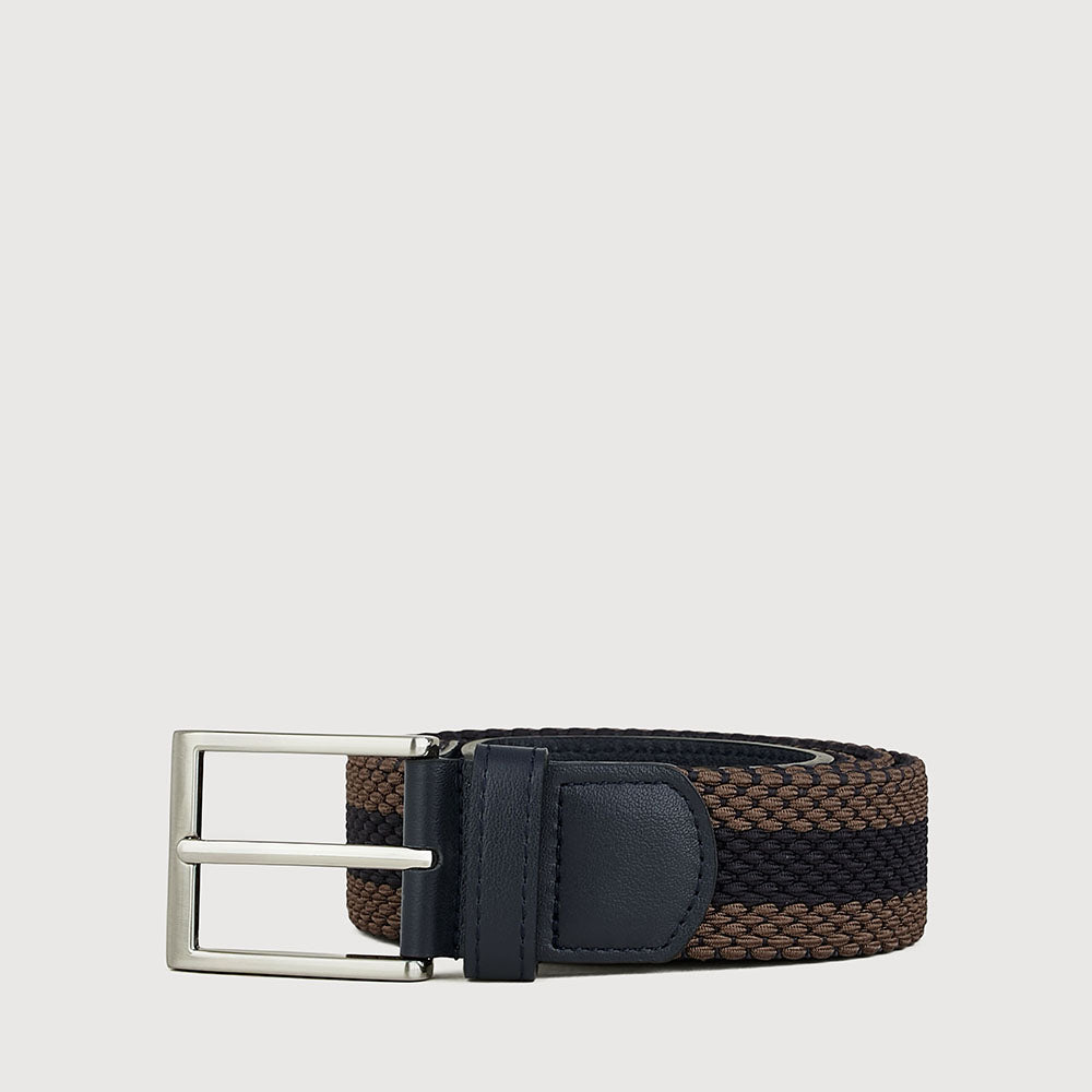 FABRIC BELT IN SATIN NICKEL FINISH WITH ALLOY NEEDLE BUCKLE
