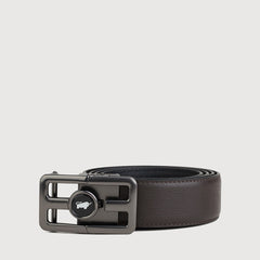 PRINTED LEATHER BELT WITH GUN IN SATIN FINISH ALLOY AUTO BUCKLE