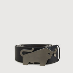 NAPPA LEATHER BELT WITH GUN IN SATIN FINISH IN STAINLESS STEEL PLATE BUCKLE