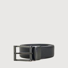 REVERSIBLE SAFFIANO LEATHER BELT WITH GUN SATIN FINISH IN STAINLESS STEEL NEEDLE BUCKLE