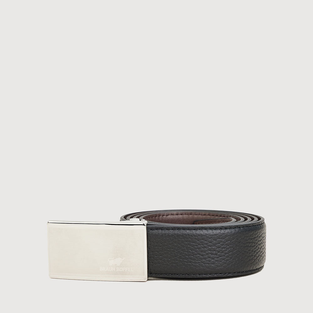 PEBBLE LEATHER BELT WITH NICKEL SATIN FINISH IN STAINLESS STEEL NEEDLE BUCKLE