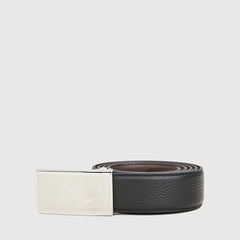 PEBBLE LEATHER BELT WITH NICKEL SATIN FINISH IN STAINLESS STEEL NEEDLE BUCKLE
