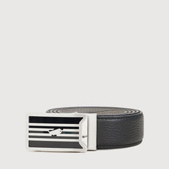 PEBBLE LEATHER BELT WITH NICKEL SATIN FINISH IN STAINLESS STEEL NEEDLE BUCKLE