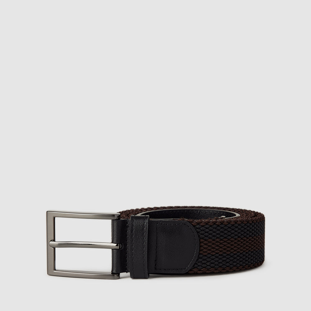FABRIC BELT IN SATIN GUN FINISH WITH ALLOY NEEDLE BUCKLE