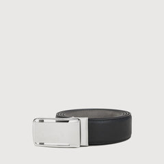 SAFFIANO PRINTED LEATHER BELT WITH NICKEL SATIN FINISH IN STAINLESS STEEL AUTO BUCKLE