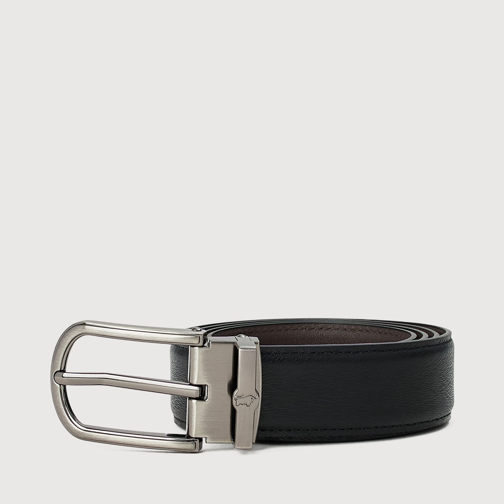 HORSEHAIR EMBOSSED LEATHER BELT WITH SATIN GUN ALLOY NEEDLE BUCKLE