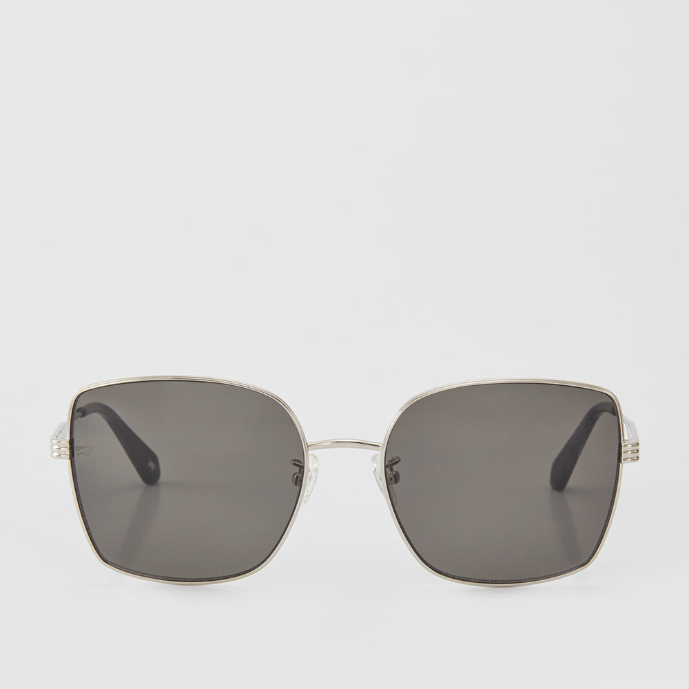 NOE SQUARE SUNGLASSES WITH GREY LENS IN SILVER