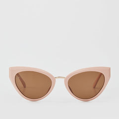 CHARIS CAT EYE SUNGLASSES WITH BROWN LENS IN CREAM