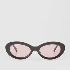 CALLA OVAL SUNGLASSES WITH LIGHT PINK LENS IN BLACK