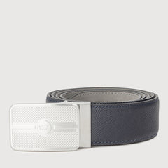 FINE GRAIN PRINTED LEATHER BELT WITH NICKEL IN SATIN FINISH STAINLESS STEEL AUTO BUCKLE